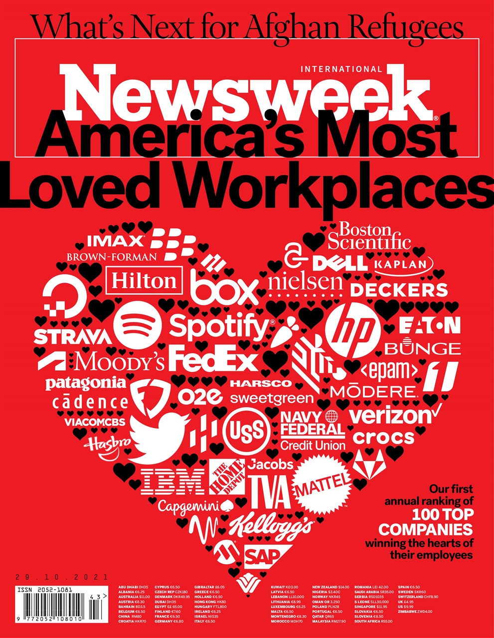 Magazine cover, October 29, 2021 — inaugural America's Most Loved Workplaces® list, researched and ranked by Best Practice Institute.