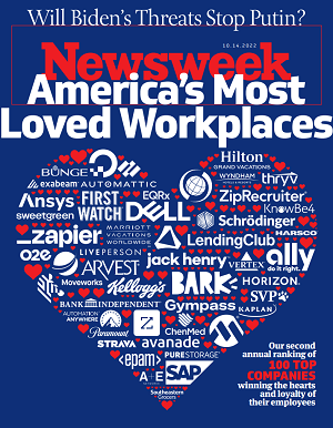 Magazine cover, October 14, 2022 — America's 100 Most Loved Workplaces®, researched and ranked by Best Practice Institute.